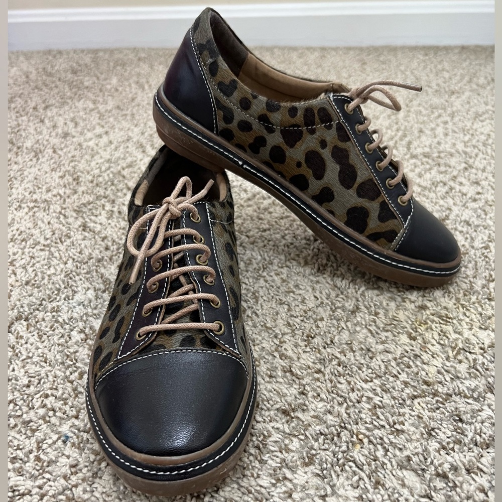 Spring Step L’Artiste Bibbie-Leopard Lace-up Shoe Size 39 (US 8.5) Black
